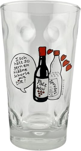 Schorleliebe Dubbeglas 0,5 L - Isch hätt so gern en klääne Schorle mit dir - Pfälzer Schorleglas mit Aufdruck