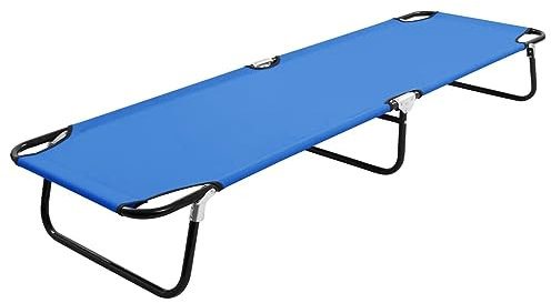 LAPOOH Klappbare Sonnenliege Blau Stahl, Gartenliege, Liegestuhl, Sonnenstuhl, Sonneninsel Outdoor, Liegen, Gartenmöbel, Bäderliege, Relaxliege - 47754
