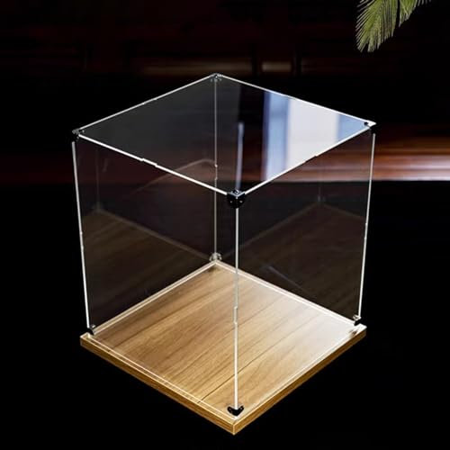 Klarer Schaukasten aus Acryl 3mm Acryl-Boxen für Display mit 20mm Basis, Stapelbare stabile Puppe Bauklötze Modell Display Sammlerstücke Schutz Box, Große staubdichte Tasche Organizer ( Size : 65x65x5