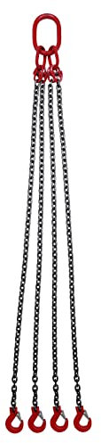 AOOUNGM Hebeschlinge mit 4 Strang, Kettengehänge 4 Strang 5 T Tragfähigkeit, Lasthaken für Steinzieher, Anschlagkette Krankette Hebeschlinge, G80 Legiertem Stahl Kettengehänge für Ladekran