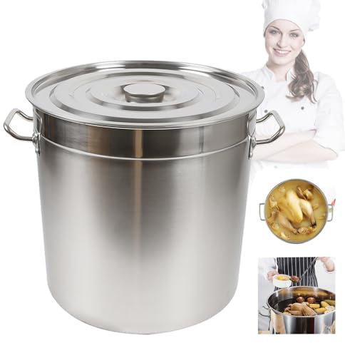 Kochtöpfe, 201Edelstahl, 50L/70L Kochtopf Groß, Cooking Pot 650℃ Beständige Temperatur, Suppentopf mit Töpfe Deckel, Jumbotopf (70L)