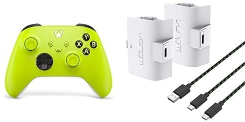 Xbox Wireless Controller Electric Volt+Venom 1100-mAh-Akku mit hoher Kapazität, Doppelpack - Weiß Series X & S One