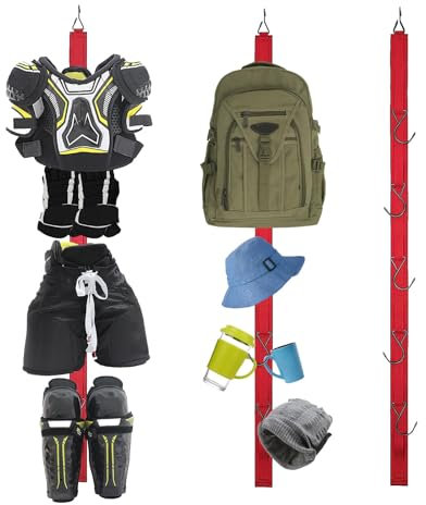 Support d'équipement de hockey sur glace, cintre de hockey, support de séchage de hockey, cadeau de hockey sur glace, cadeaux pour garçons et hommes, football, baseball, étendoir à linge pour (Rouge)