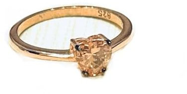 MODA MavillA Anello regolabile in argento 925 con zirconi cuori e pietre ideale per ogni occasione (Anello oro rosa cuore Ambra, 16)