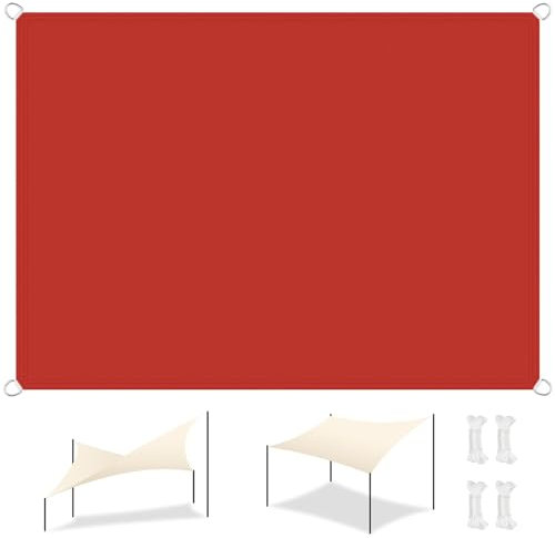 Sonnensegel inkl Befestigungsseile 2.8 x 4 m,Sonnenschutz 95% UV Schutz Windschutz Reißfest Wetterfest, Terrassenüberdachung Schattiernetz,Für Garten Terrasse Balkon, Rot