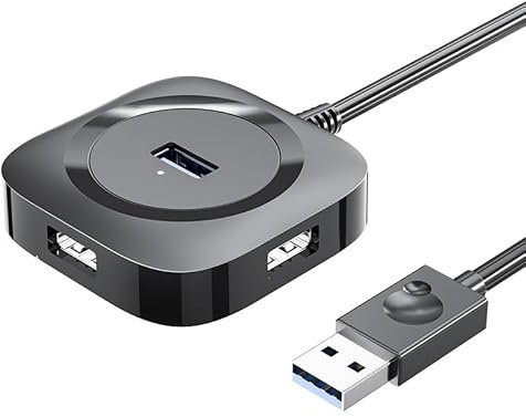 Hub USB 3.0, multi-USB 4 puertos divisor para PC, Mac, Surface Pro, portátil, PS4, cable alargador mini USB 3.0 de 0,2 m (USB 2.0 negro)