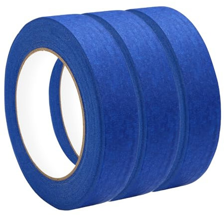 3 Rotoli Nastro Mascheratura, 24 mm x 50 m Nastro Adesivo Blu, Nastro per Mascheratura, Nastri Adesivi Da Pittore in Carta Gommata Nastro Sottile Adesivo per Pittura, Artigianato