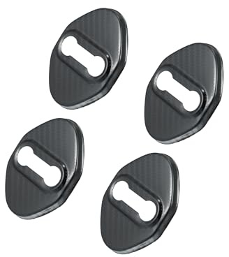 VekAuto 4pcs Stainless Steel Car Door Lock Latches Caps Carbon Fiber Pattern Auto Accessories