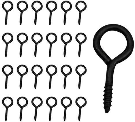 Lokxmve 50 Viti a Occhiello Nere con Filettatura in Legno, 16 mm x 30 mm - Per Fai Da Te, Creazione di Gioielli, Artigianato, Cornice per Le Vacanze