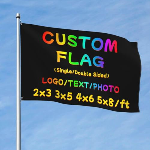 PRFELMG Drapeau personnalisé 2x3 Ft Simple Face - Ajoutez Votre Propre Texte/Logo/Photo, Bannière personnalisés pour Fêtes, Idéale pour Affichage Extérieur