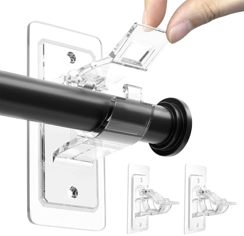 BelleVive Lot de 2 supports de tringle à rideaux auto-adhésifs sans perçage en PET pour tringle à rideau sans clous pour salle de bain et salon