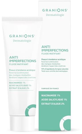 Creme Anti Imperfection Visage - Creme Matifiante Visage - Acne Visage - Creme Cicatrisante Acne - GRANIONS Dermatologie - Creme Zinc Acne - Creme Hydratante Visage 40 mL