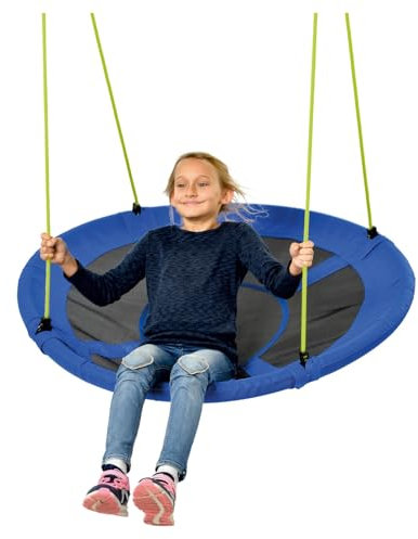 Crane Nestschaukel Tellerschaukel höhenverstellbar TÜV/GS-Zeichen Outdoor-Rundschaukel Ø 110 cm bis 200kg belastbar Garten- Kinderschaukel für Kinder & Erwachsene
