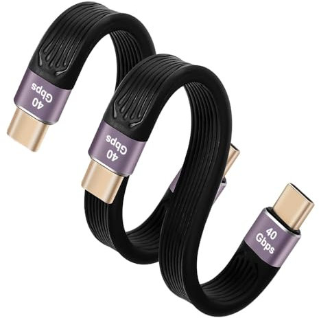 KETSOOBI 2-Pack Short USB C Cable, [5inch] Thunderbolt 4 USB 4 Cable with 40Gbps Data Transfer 100W PD Fast Charging 8K@60Hz, Compatible for iPhone 16 Pro Max, External SSD, Docking, eGPU Laptop