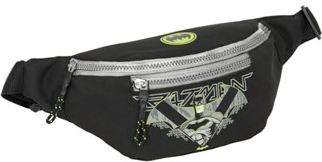 Safta Batman Game Over Gürteltasche mit Außentasche, ideal für Jugendliche und Kinder verschiedener Altersgruppen, bequem und vielseitig, Qualität und Widerstandsfähigkeit, 23 x 9 x 12 cm, Schwarz,