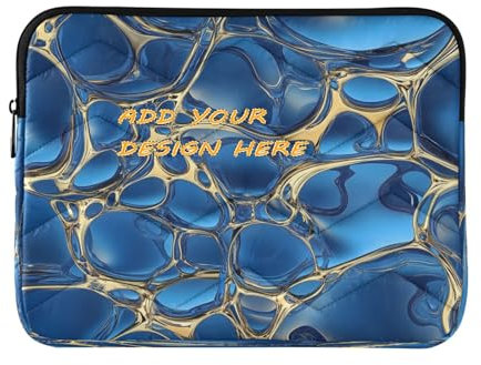 Laptop-Tasche mit individuellem Namen, 33-35,6 cm (13 - 14 Zoll), Polyester, Wassertropfen-Textur, personalisierbar, mit Reißverschluss, für Damen und Herren