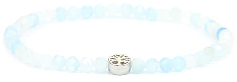 LAKADA Echtes Edelstein Armband mit facettierten 4mm Perlen und Edelstahllebensbaum Heilstein Schutzstein Edelsteinarmband Glücksbringer Talisman Geschenk