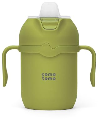 Comotomo Toddler Tumbler 8oz Insulated Sippy Cup with Silicone Straw and Spout, Green