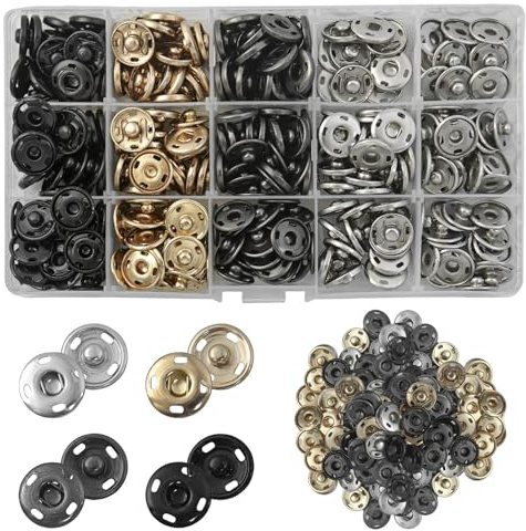 Hevysuo 150 Stück 4 Farben Edelstahl Druckknopf Set,Annähen Druckknöpfe aus 15mm,Druckknopf Nähen,Groß Druckknöpfe für Kleidung,Nähen Heimwerken