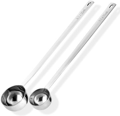 Doosu Langer Kaffeelöffel, Messlöffel aus 18/8 Edelstahl mit 25,1 cm langem Griff, Esslöffel aus Metall (15+30 ml)