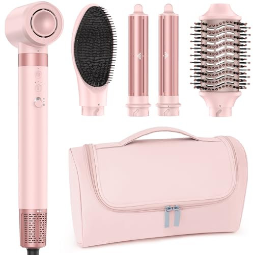MESCOMB 5 in 1 Hairstyler und Ionen Haartrockner, mit Auto-Wrap-Lockenaufsatz, Keine Hitzeschäden, Schnelltrocknend,Locken,Volumen,Glätten,Für alle Anlässe,Perfektes Geschenk ,Reisetasche