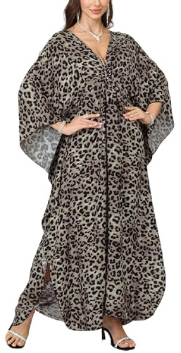 Caftan Femme Robe de Plage Robe Longue Boheme Maxi Bikini Cover-Up Kimono Décontractée à Manches Boho Tunique