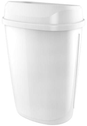 Hypafol Mülleimer 32L Weiß glänzend – Abfallbehälter mit Müllbeutelring – Wandmontage & Standmodell – Hochwertiger Kunststoff