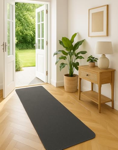 KAMACA Fußmatte Läufer 60x180 rutschfest Teppich Flur Küche Schmutzfangmatte Flurläufer Sauberlaufmatte - der Allrounder für saubere Räume und stilvolle Eingänge (60x180 cm anthrazit)