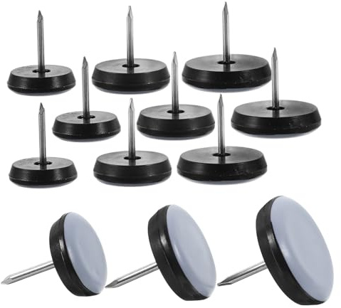 DOITOOL 12pcs Furniture Leg Pads with Nails Iron and Ptfe Glides for Wooden Tables Chairs Cabinets and Sofas Floor Protectors for Carpet and Hard Surfaces Stable Anti-slip Chair Leg