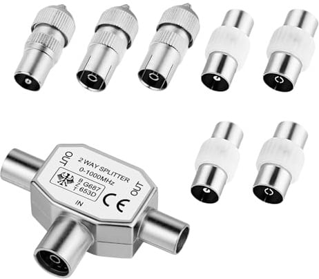 TV Aerial Splitter 2 Way with Male and Female Connectors | TV Ariel Connections, Cable TV Coaxial Splitter, TV Signal Booster