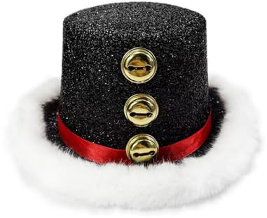 Gazocua Weihnachtshüte | Festliche Weihnachtsmann Kopfbedeckung Mit Weißem Flaum Und 3 Glocken | Weitkrempiger Hut | Für Männer Weihnachtsfeier Neujahrsfeier Cosplay Performance