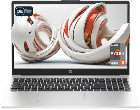 HP 255 G10 Business Laptop, AMD Ryzen 5 7530U, 32 GB DDR4 RAM, 2 TB PCIe SSD, 15.6 IPS FHD Display, AMD Radeon Graphics, QWERTZ Tastatur, Windows 11 Pro, Silber