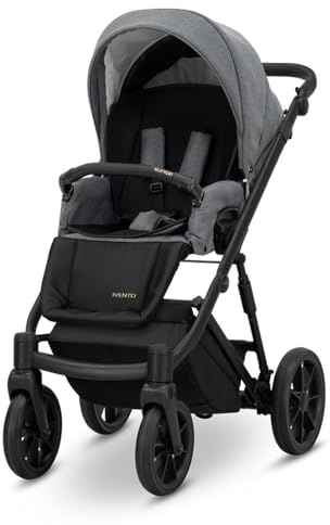 Kunert Ivento 2in1 Kinderwagen mit schwarzem Rahmen und weißem Stil (Dunkelgrau)