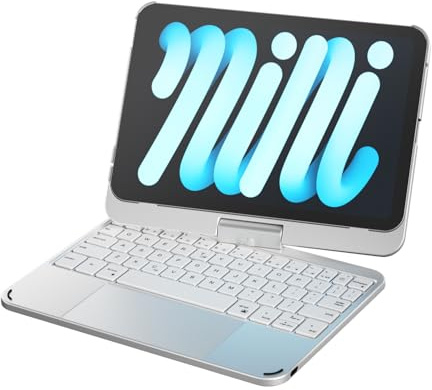 doqo iPad mini 7 A17 Pro & Mini 6 Tastatur Hülle mit Trackpad,360° drehbar | Laptop-ähnliches Tippgefühl,Beleuchtung,kompatibel 8.3-inch 2024/2021, mit Stifthalter