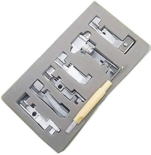 YICBOR Lot de 6 Pieds presseurs surjeteuses pour Singer 14CG754 14SH654 14SH754 14HD854 Juki 644D, 04D avec découpeur-Brosse Cadeau