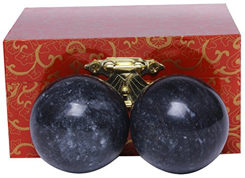 Qigong-Kugeln, 3,6 cm, chinesische Übungen, Stresslinderung, Dunkelgrau / natürliche Jade, BS021
