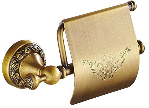Antique Brass Toilet Elegant Roll Holder with Flap Paper Rack Wall Mounted