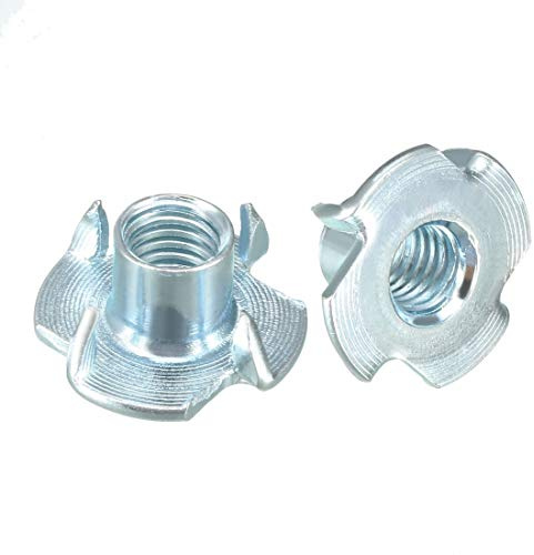 sourcing map M8 4 Pronged Tee Nut T-Nut for Table Legs Rock Climbing Wall Woodwork Holds Wood Cabinetry 50Pcs