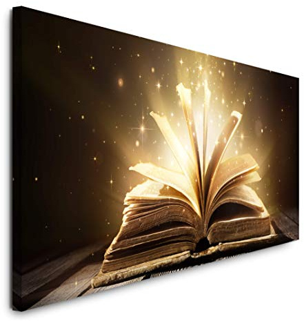Paul Sinus Art GmbH Altes Buch auf altem Tisch 120x 50cm Panorama Leinwand Bild XXL Format Wandbilder Wohnzimmer Wohnung Deko Kunstdrucke