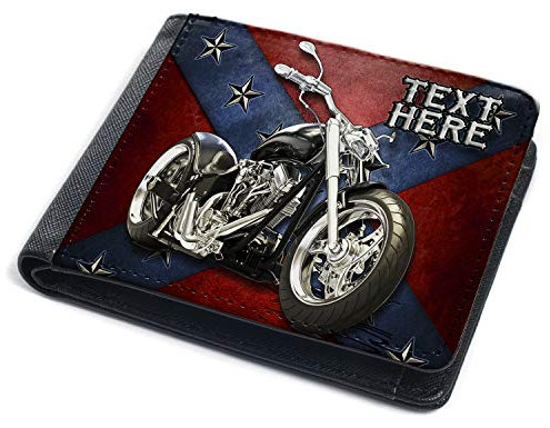 KRAFTYGIFTS Motorcycle Wallet Mens Bi-Fold Coin Card Holder Chopper Motorbike Personalised (Motorbike SH055)