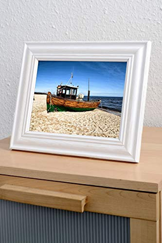 Mein Landhaus Vintage Bilder-Rahmen Stockholm im Shabby Chic Design Holz-Rahmen in Weiß mit Glas (10x15 cm)