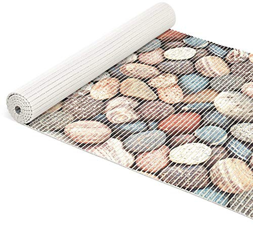 ANRO Weichschaummatte Badematte Bad Dusche WC Vorleger Teppich Antirutsch Badläufer Steine Rund 80cm