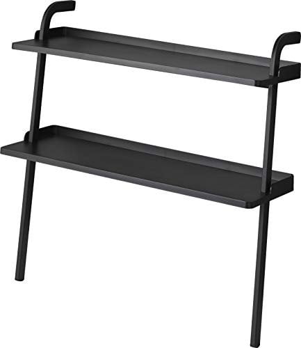 Yamazaki 5046 Frame Lehnendes Schuhregal für Kinder, schwarz, Stahl/ABS-Harz/Silikon, minimalistisch, 50 x 22 x 48 cm