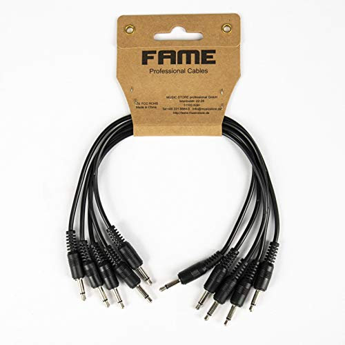 MUSIC STORE Eurorack Patchkabel 30cm, 5er Set, Schwarz, 3,5mm Mono-Klinkenstecker