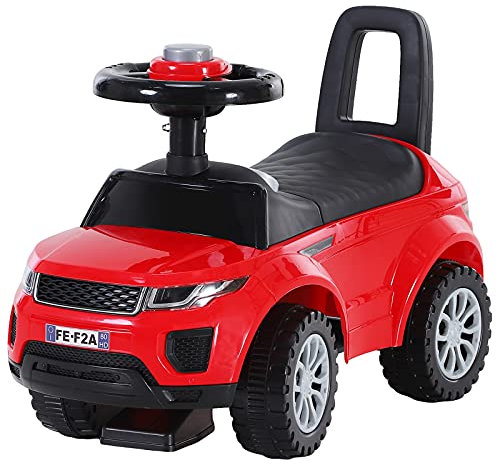 HOMCOM Porteur Enfant véhicule à Pousser, Porteur bébé avec klaxon, compteurs factices et Coffre à Jouets, pour Enfants de 12 à 36 Mois, Rouge