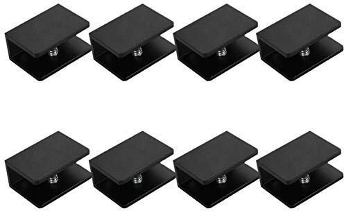 8 Pcs Noir En Alliage D'aluminium En Verre Pince Fixe Pince Support En Verre Stratifié Fixé Plaque Sandwich Support Fixe Support Réglable En Stratifié 28 MM