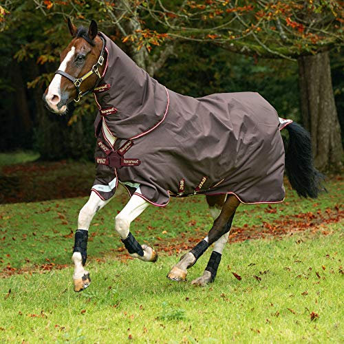Horseware Amigo Bravo 12 Plus Turnout 100g DISC - Brown/Red, Gold & Red