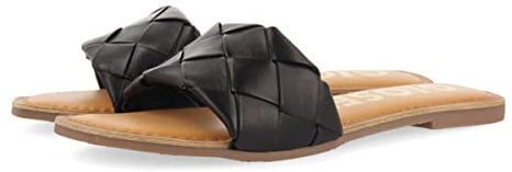 Sandalias Negras Tipo Pala con Trenzado para Mujer SENGLEA