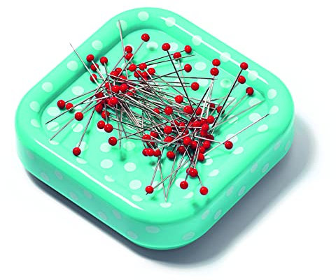 Prym PRY60112 Love Magnetic Cushion with Glass Head Pins Magnetische Nadelkissen mit 100 Glaskopfnadeln, türkis