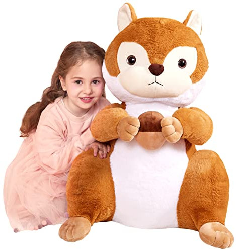 IKASA Groß Eichhörnchen Kuscheltier Riesen Stofftier,60cm Gross Plüschtier Riesige Plüsch Spielzeug Weich Jumbo,Geschenk für Kinder